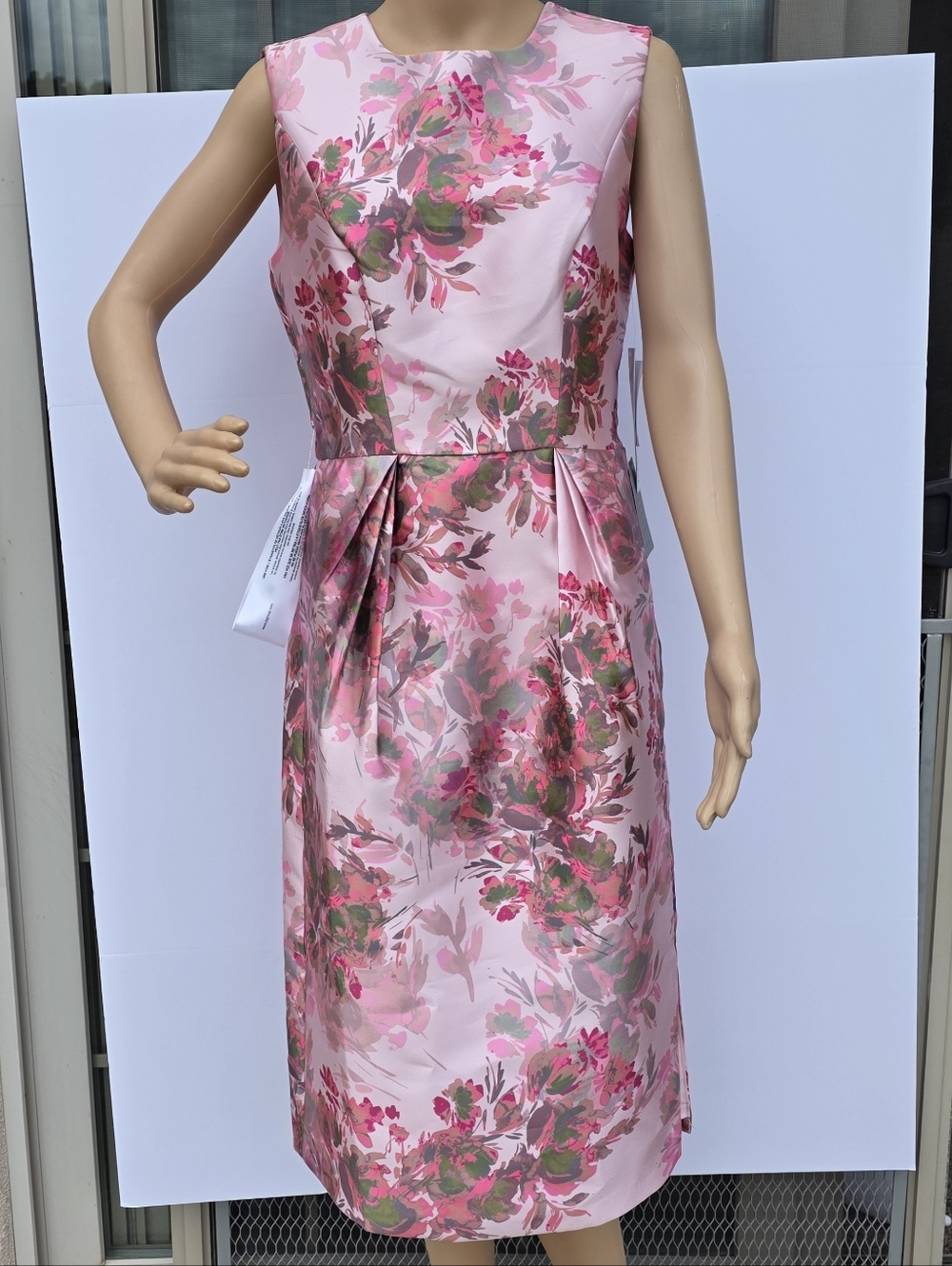 Kay Unger Pink Floral Midi Dress